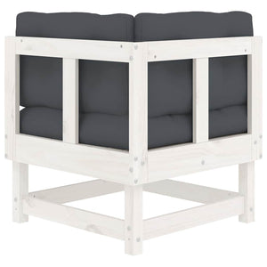 Canapés d'angle vidaXL avec coussins 2 pcs Blanc Bois de pin massif