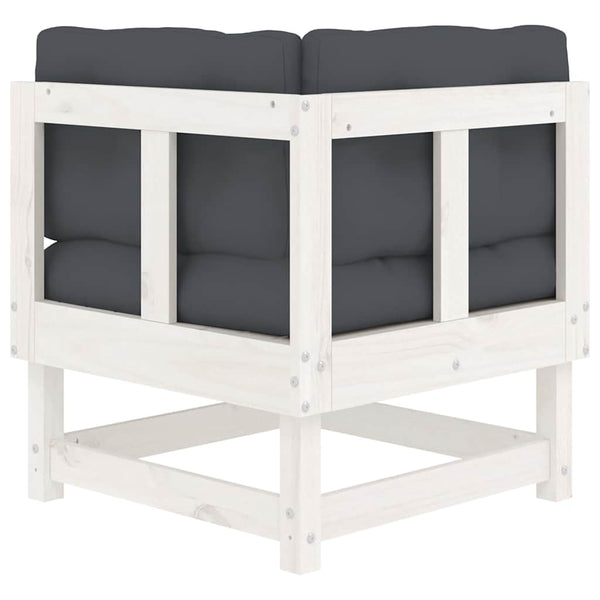 Canapés d'angle vidaXL avec coussins 2 pcs Blanc Bois de pin massif