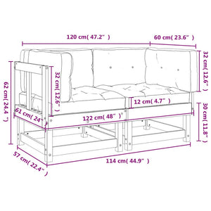 Canapés d'angle vidaXL avec coussins 2 pcs Blanc Bois de pin massif
