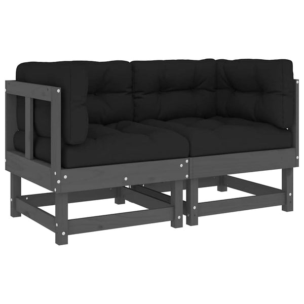 vidaXL Canapés d'angle avec coussins 2 pcs Gris Bois de pin massif