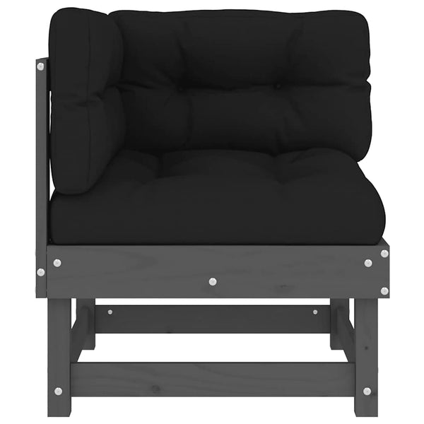 vidaXL Canapés d'angle avec coussins 2 pcs Gris Bois de pin massif