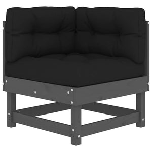 vidaXL Canapés d'angle avec coussins 2 pcs Gris Bois de pin massif
