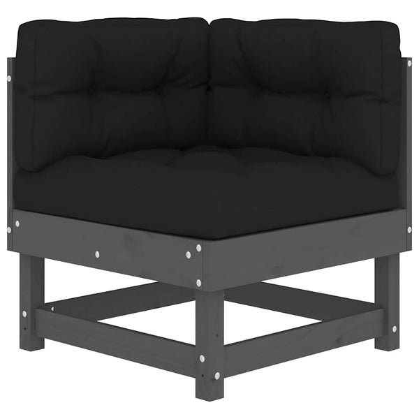 vidaXL Canapés d'angle avec coussins 2 pcs Gris Bois de pin massif