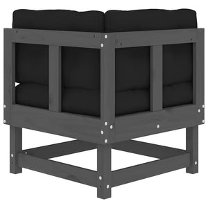 vidaXL Canapés d'angle avec coussins 2 pcs Gris Bois de pin massif