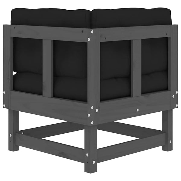 vidaXL Canapés d'angle avec coussins 2 pcs Gris Bois de pin massif