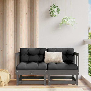 vidaXL Canapés d'angle avec coussins 2 pcs Gris Bois de pin massif