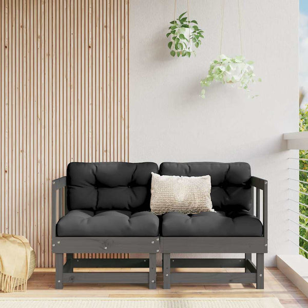 vidaXL Canapés d'angle avec coussins 2 pcs Gris Bois de pin massif