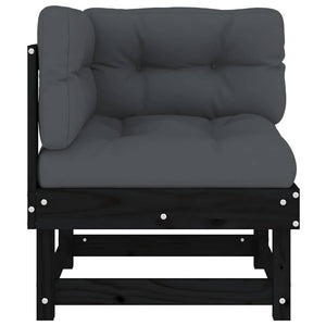Canapés d'angle vidaXL avec coussins 2 pcs Noir Bois de pin massif