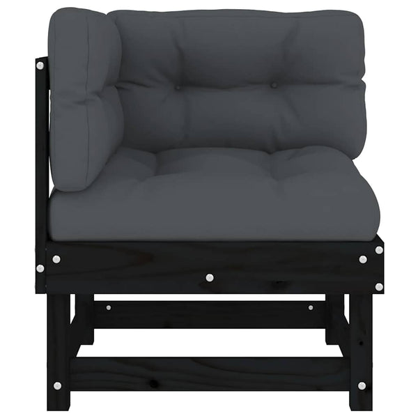 Canapés d'angle vidaXL avec coussins 2 pcs Noir Bois de pin massif