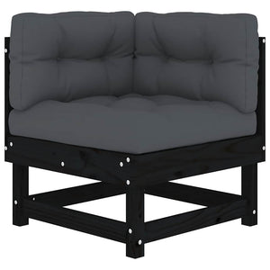 Canapés d'angle vidaXL avec coussins 2 pcs Noir Bois de pin massif