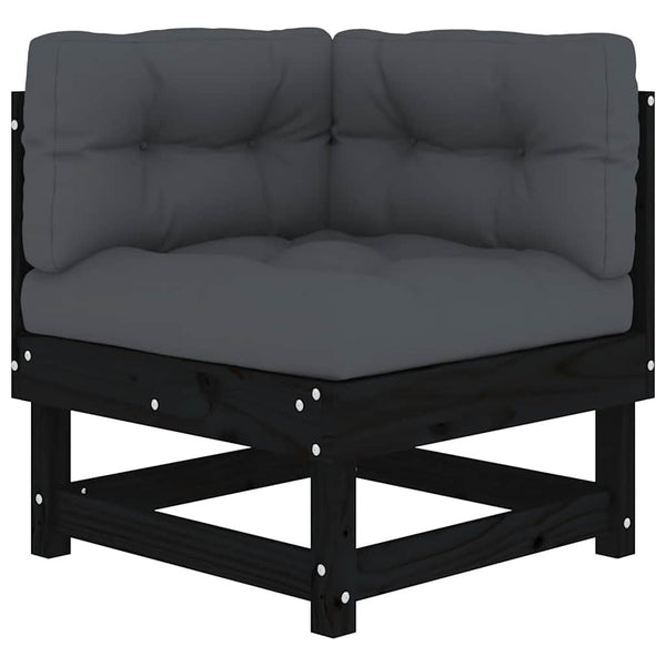 Canapés d'angle vidaXL avec coussins 2 pcs Noir Bois de pin massif