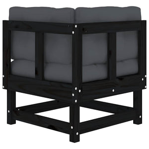 Canapés d'angle vidaXL avec coussins 2 pcs Noir Bois de pin massif