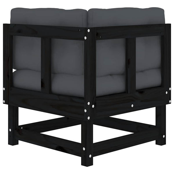 Canapés d'angle vidaXL avec coussins 2 pcs Noir Bois de pin massif