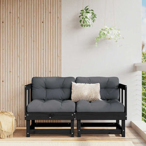 Canapés d'angle vidaXL avec coussins 2 pcs Noir Bois de pin massif