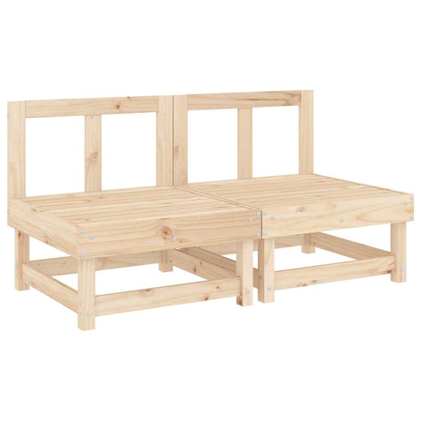 2er-Set Mittelsofas mit Kissen, Kiefernholz