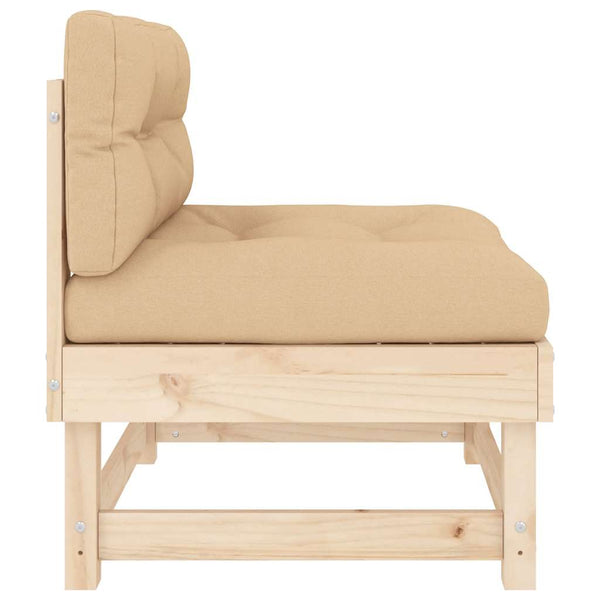 2er-Set Mittelsofas mit Kissen, Kiefernholz