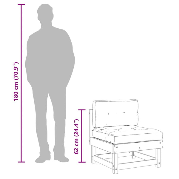 Weiße Kiefer Mittelsofas mit Kissen, 2er Set