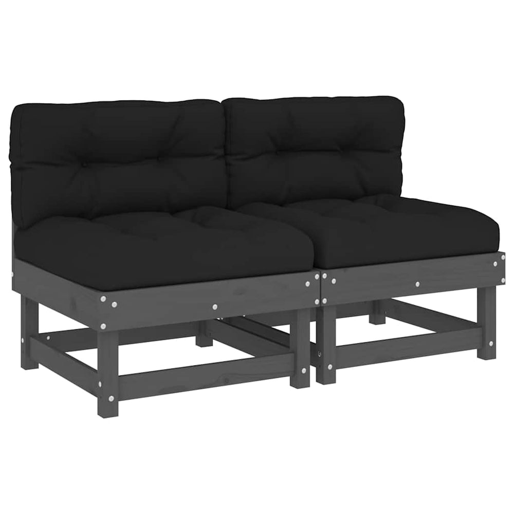 vidaXL Canapés d'angle avec coussins 2 pcs Gris Bois de pin massif