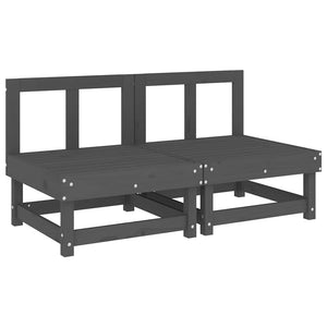 Graue Massivholz Kiefer Mittelsofas mit Kissen - 2er Set