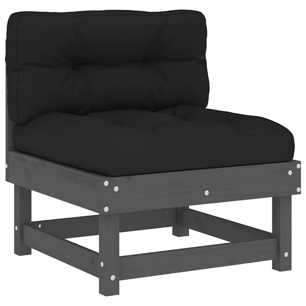 Graue Massivholz Kiefer Mittelsofas mit Kissen - 2er Set