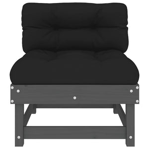 Graue Massivholz Kiefer Mittelsofas mit Kissen - 2er Set