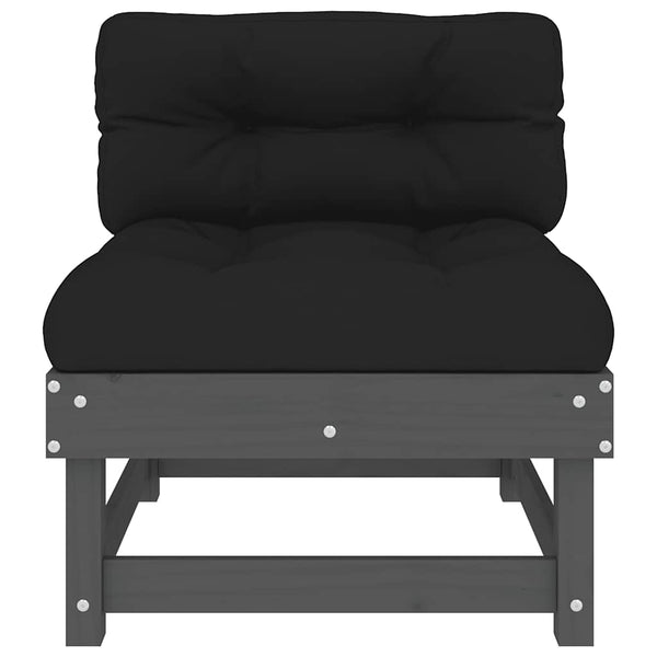 Graue Massivholz Kiefer Mittelsofas mit Kissen - 2er Set