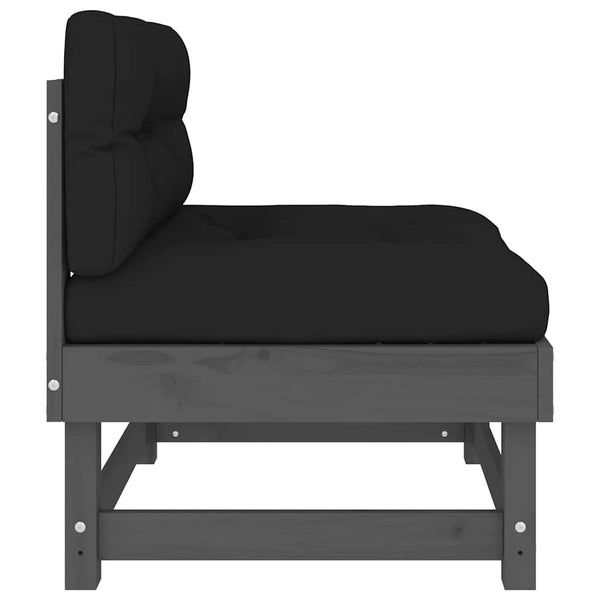Graue Massivholz Kiefer Mittelsofas mit Kissen - 2er Set