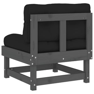 Graue Massivholz Kiefer Mittelsofas mit Kissen - 2er Set
