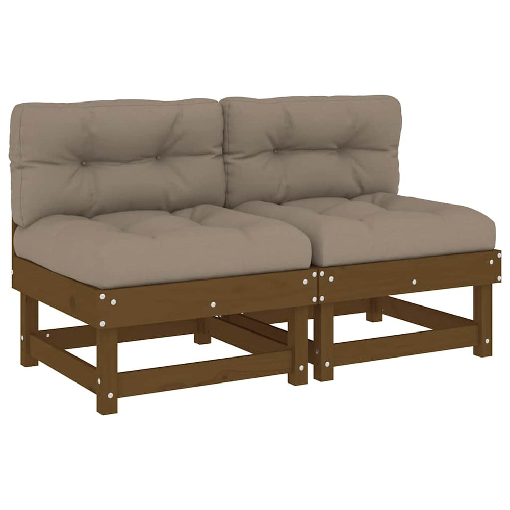 vidaXL Canapés centraux avec coussins 2 pcs Bois de pin massif marron miel