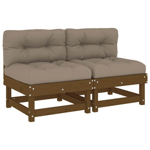 Mittelsofas Honigbraun Kiefer mit Kissen 2er-Set