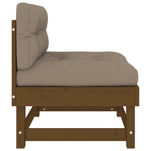 Mittelsofas Honigbraun Kiefer mit Kissen 2er-Set