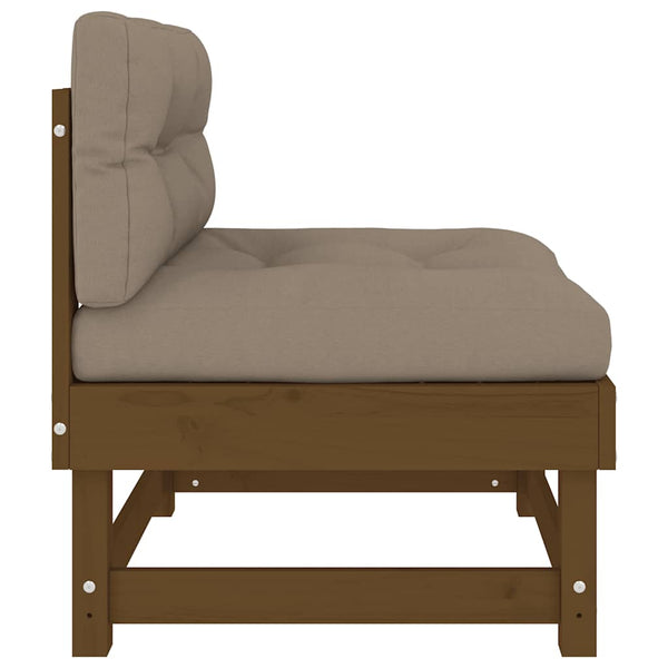 Mittelsofas Honigbraun Kiefer mit Kissen 2er-Set
