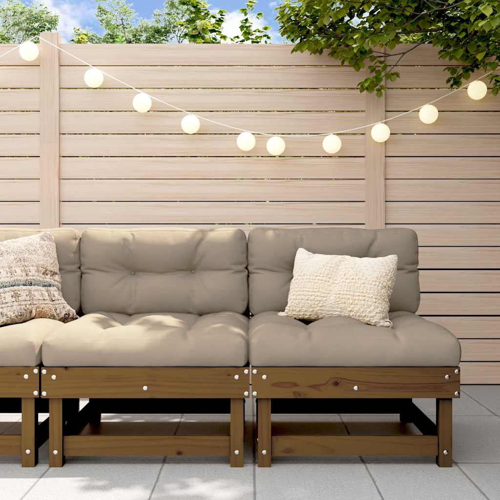 Mittelsofas Honigbraun Kiefer mit Kissen 2er-Set