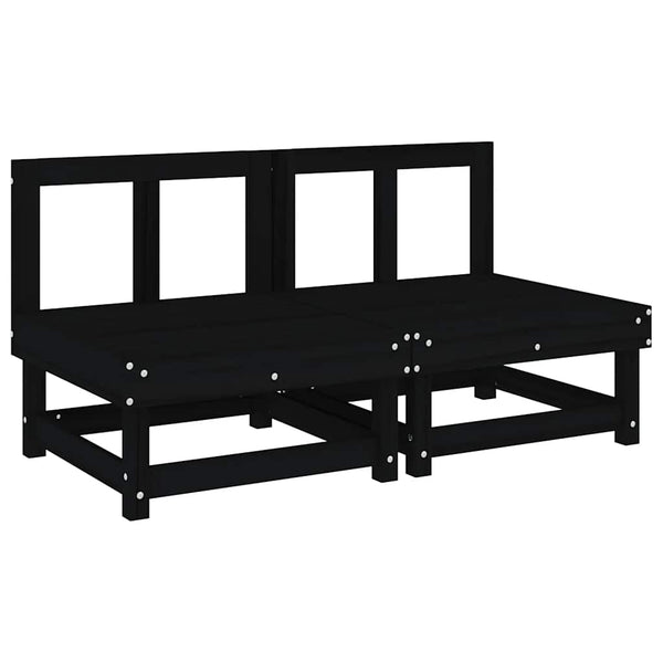 Mittelsofas mit Kissen 2er Set Kiefer Schwarz