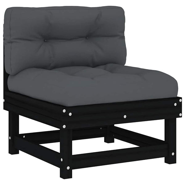 Mittelsofas mit Kissen 2er Set Kiefer Schwarz