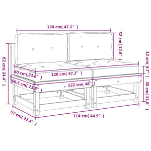 vidaXL Canapés centraux avec coussins 2 pcs. Bois de pin imprégné