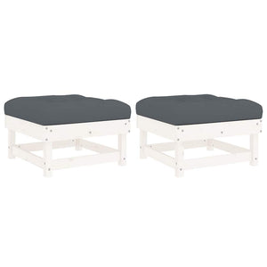 Gartenhocker mit Kissen, 2er Set, Kiefer Massivholz