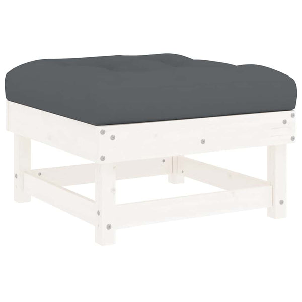 Gartenhocker mit Kissen, 2er Set, Kiefer Massivholz