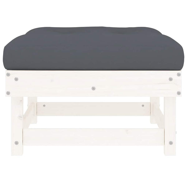 Gartenhocker mit Kissen, 2er Set, Kiefer Massivholz