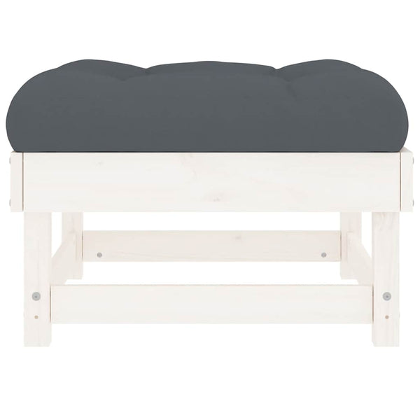 Gartenhocker mit Kissen, 2er Set, Kiefer Massivholz