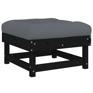 Gartenhocker mit Kissen, 2er Set, Kiefer Schwarz