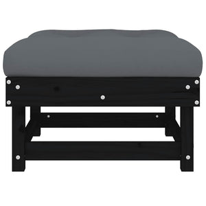 Gartenhocker mit Kissen, 2er Set, Kiefer Schwarz