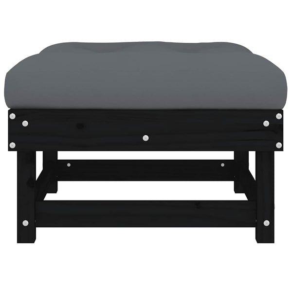 Gartenhocker mit Kissen, 2er Set, Kiefer Schwarz
