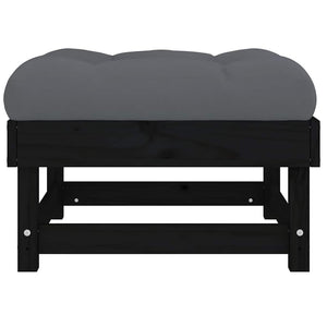 Gartenhocker mit Kissen, 2er Set, Kiefer Schwarz