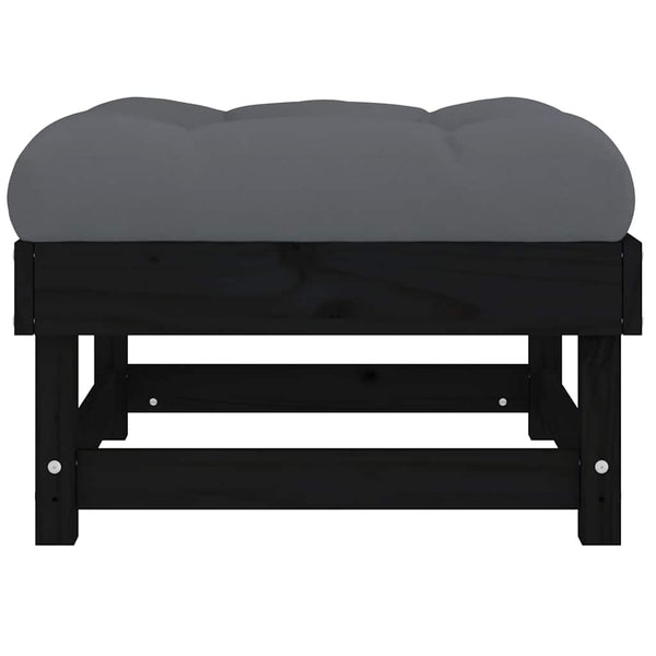 Gartenhocker mit Kissen, 2er Set, Kiefer Schwarz
