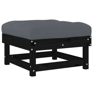 Gartenhocker mit Kissen, 2er Set, Kiefer Schwarz