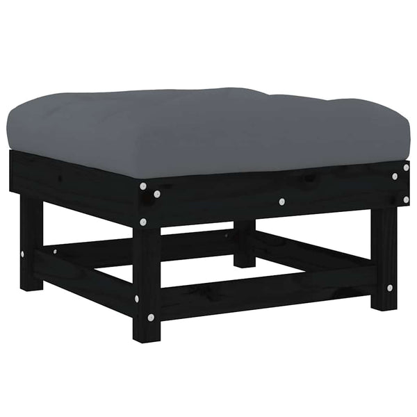 Gartenhocker mit Kissen, 2er Set, Kiefer Schwarz