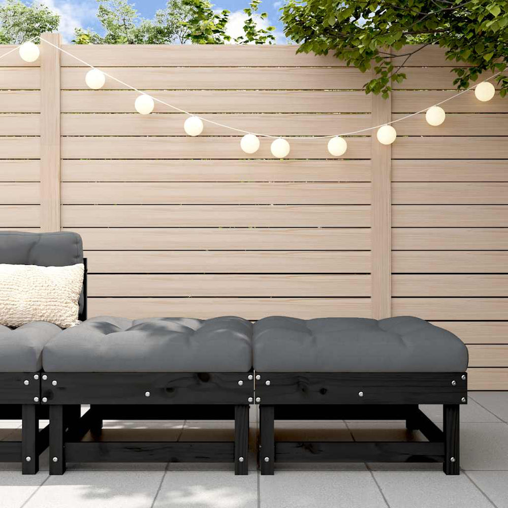 Gartenhocker mit Kissen, 2er Set, Kiefer Schwarz