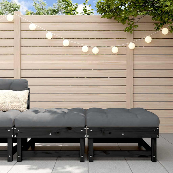 Gartenhocker mit Kissen, 2er Set, Kiefer Schwarz