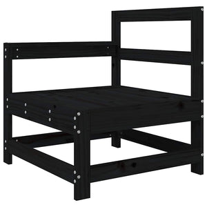 Gartenstuhl Kiefer Massivholz mit Kissen Schwarz